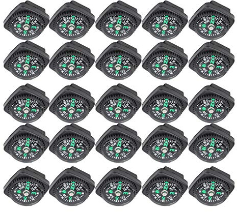 KIMISS Confezione da 25 Pezzi Nero Sopravvivenza, Bussola Ombrello Corda Accessori Bussola Fibbie di Navigazione Bracciale Paracord Strumento Esterno