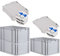 PROREGAL SuperSparSet 3x Eurobox NextGen Economy mit Scharnierdeckel & blauen Verschlüssen | Griffe geschlossen | HxBxT 32x40x60cm | 65 Liter | Eurobehälter Transportbox Transportbehälter