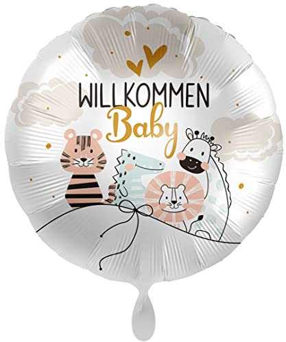 Folienballon Willkommen Baby Ballon Deko Babyparty Luftballon Baby Junge Mädchen - Made in EU - ungefüllt, Helium geeignet