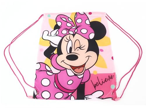 Disney Minnie Mouse Turnbeutel für Mädchen, Kinder Rucksack mit Kordelzug, Gepäcktasche, Reisesack Rucksack, Geschenk für Kinder