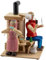 Jan Legler | Räuchermännchen Räucherfigur | Holzkunst aus dem Erzgebirge | Handarbeit Made in Germany | 21 cm | Oma und Opa am Ofen Natur