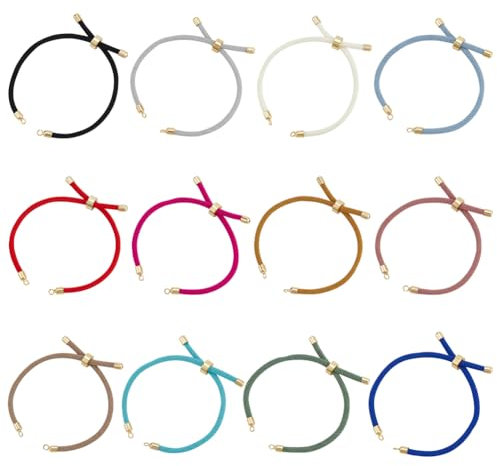 UNICRAFTALE 12 pièces 12 couleurs Bracelets Coulissants Cordon en Nylon Chaîne Lien Bracelet avec Apprêts en Laiton Chaînes de Bracelet Réglables pour la Fabrication de Bijoux Résultats pour Bricolage