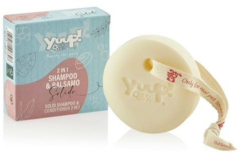 YUUP! - Seife Shampoo und Conditioner Hund und Katze 2 in 1, abbaubarer Shampoo Bar biologisch mit Sheabutter, Leinsamen, Reisstärke und Panthenol