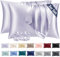 Vielit 2er Set Satin Kissenbezug 40 x 80 Lila, Weich wie Seidenkissenbezug 40x80,Bessere Pflege als Silk Pillosecase,Satin Kopfkissenbezug Kissenhülle für Haar und Haut mit 2 Haargummis