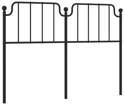 vidaXL Kopfteil, Bettkopfteil mit Metallbeinen, Betthaupt für Bett Metallbett Doppelbett, Bettzubehör Schlafzimmer, Schwarz 135cm Metall
