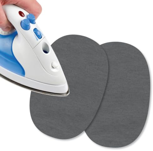 USIT, 2 Piezas Mini Parches de Jersey Termoadhesivos para Ropa, 13x9 cm, Ideales para Reparar Chándales, Camisetas y Pantalones Deportivos, Gris Oscuro