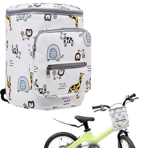 Favuit Lenkertasche Kinder, Fahrradkorb Vorne Faltbar Fahrrad Korb Lenker Tasche Fahrradtasche für Laufrad Dreirad Scooter Roller Kinderfahrrad Zubehör (Tierparadies)