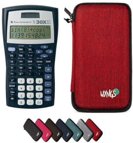 TI-30XIIS Taschenrechner inklusive Schutztasche von WYNGS in Rot - Basic Set