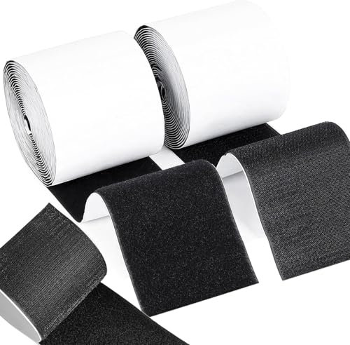 Alethron Klettband Selbstklebend Extra Stark, 50mmx3m Klettverschluss Selbstklebend, 5cm Breit Klettband zum Nähen Doppelseitig Klettbänder Fliegengitter Kennzeichen Klett Hakenband Klebeklett Schwarz