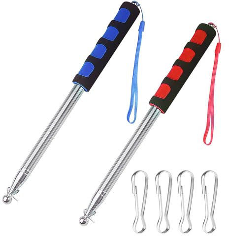 Mástiles Telescópicos para Bandera, 2 Piezas 2 m Mastil Bandera Exterior, Telescopico Asta de Bandera con Clips, Inoxidable Extensible Plegable Asta para Viajes, Actividades al Aire Libre, Enseñanza