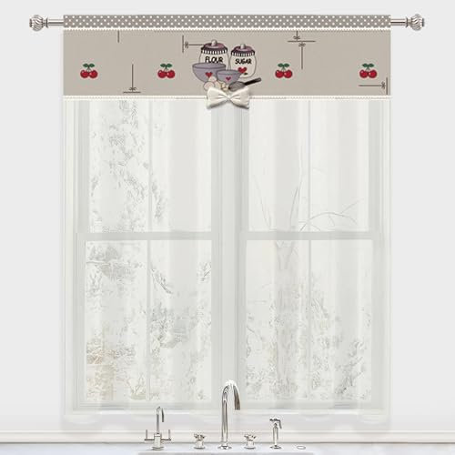 DALINA Textil - Cortina para Cocina Translucida 150x150cm - Visillo para Ventana un Panel - Cortina Media Altura 100% Poliéster de Gasa Fina, Decoración de Cocina