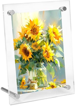 Marco de Fotos de Acrílico, Marco de Fotos Transparente de Doble Panel, Marco de Fotos sin Marco de Escritorio, Marco de Exhibición Decorativo para Documentos Certificados (12-inch)
