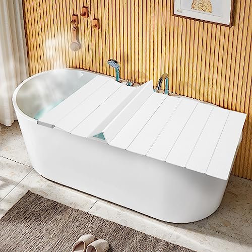 Badewannenabdeckung 75 x 170 cm, Faltbare Badewanne Abdeckung, Badewanne Tablett, PVC Badewannenbretter Dämmplatte Staubdicht Wasserdicht für Haus Badewannen Badezimmer SPA