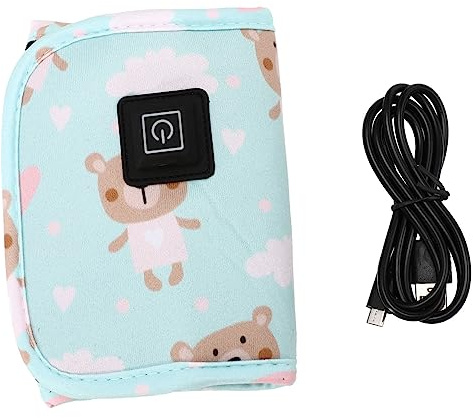 Babyflaschenwärmer USB, Tragbar, 3 Stufen, Grün, 28,5x14x0,5cm | Compoundvelours, Hält Milch Warm, für Junge Mädchen Unterwegs, Praktische Hülle mit USB Anschluss