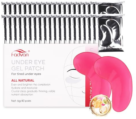 FADVAN Patch Occhiaie e Borse 40 Paia di Collagene Patch Occhi in Idrogel Anti Rughe Idratazione Profonda e Riparazione delle Occhiaie(Rosa)