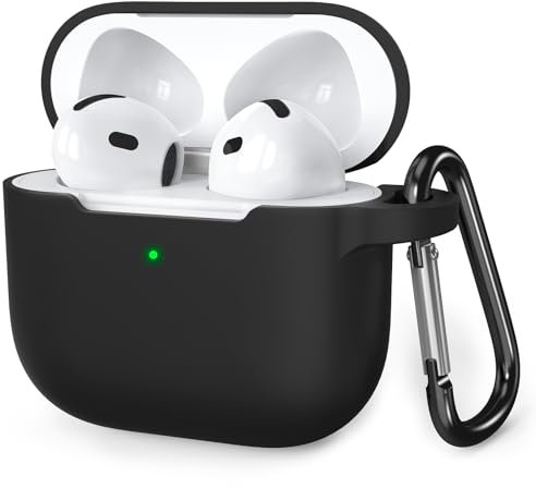 Delidigi Kompatibel mit AirPods 4 Hülle, Slim Weiches Silikon Case 360° Rundumschutz, Skin Accessories for AirPods 4th Generation 2024 Latest with Keychain