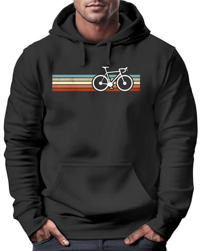 Neverless® Hoodie Herren Fahrrad Retro Print Minimalistisch Radfahren Outdoor Fashion Rundhals-Pullover Streetwear schwarz L