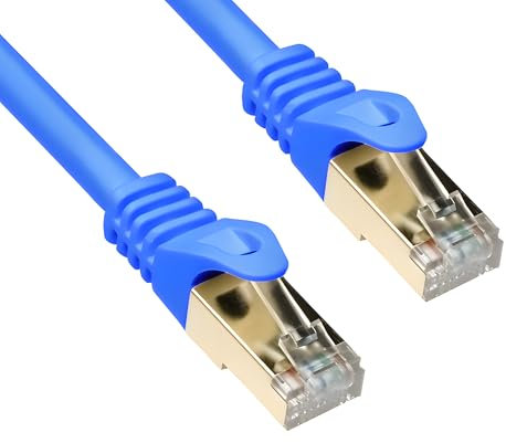 DINIC Cat.7 Premium Patchkabel 10 Gb LAN Kabel, Netzwerk-Kabel S/FTP Kupfer, LSZH Ethernet (Blau, 1,00m)