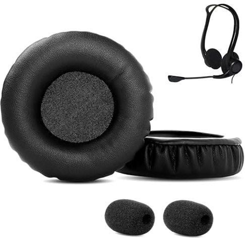 DowiTech Professionelle Ersatz-Ohrpolster kompatibel mit Logitech PC-Headset 960 USB, Ohrpolster aus hautfreundlichem Leder und Memory-Schaum