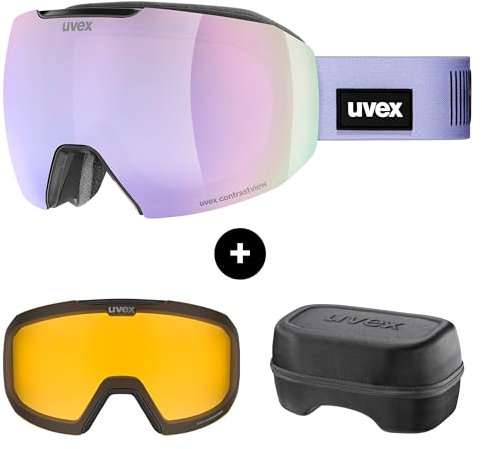 Uvex epic ATTRACT Skibrille, rahmenlos, 100 % UV400-Schutz, Anti-Beschlag, austauschbare Gläser, Schneebrille für Damen und Herren, Schwarz/Lavendel