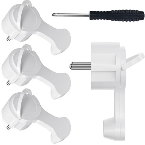 4 Stück Schuko Winkelstecker Flach mit Klappgriff, Schuko Flachstecker 250V/16A, Schutzkontakt Winkelstecker für Kabel bis 3x1,5 mm², Stecker Flachstecker Weiß