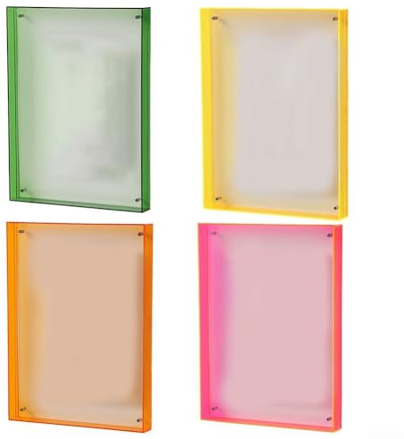 Acryl-Display-Rahmen, Acryl, Neon, schwebender Bilderrahmen, Wandschreibtisch, hell, vollfarbig, dekorativer Bilderrahmen für Wandmontage, Tischgalerie-Display (gelb)