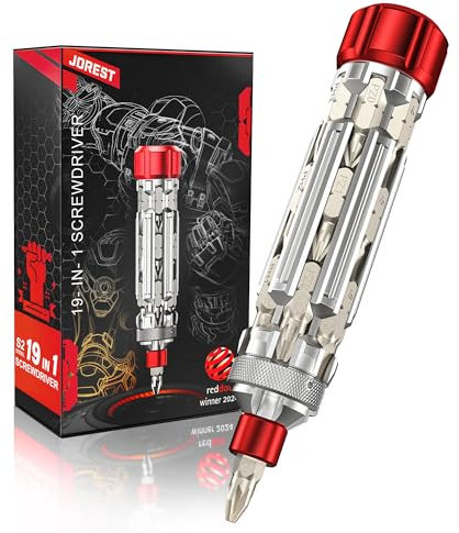 JOREST 19 in 1 EDC Utensile Multifunzione Portatile Set di Cacciaviti con Torx, Regalo Festa Del Papà Compleanno Natale Gadget per Uomini Papà Lui, Kit di strumenti di riparazione Magnetica
