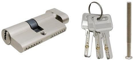 Savagrow 60mm Lock Cylinder with 3 Keys Solid Brass Door Lock Cylinder Replacement Door Cylinder Locks, Silver