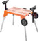 VEVOR Soporte para Sierra Ingletadora de Acero con Tablero y Ruedas, Capacidad de Carga de 149,7 kg, Altura y Longitud Ajustables, Soporte Portátil Compacto y Plegable para Sierra Ingletadora