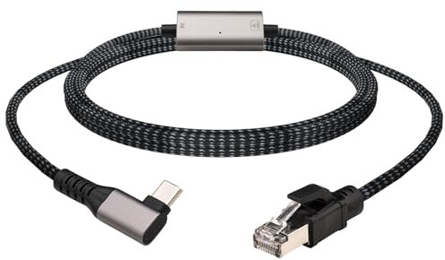 Leehitech 2m USB-C auf RJ45 Ethernet Kabel - 1000Mbps Gigabit LAN Ethernet, 90° Stecker, USB Type-C auf RJ45 Stecker, Direkt verbunden, Kompatibel mit Thunderbolt 4/5, USB4, MacBook Pro/Air, iPad Pro