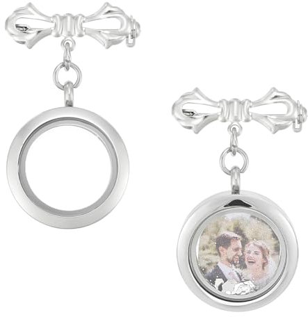 UNICRAFTALE 2 Stück Braut Schleife Blumenanhänger Foto Medaillon Anhänger Edelstahl Brautbroschen Metall Gedenkfoto Anhänger Blumenstrauß Foto Anhänger Zur Schmuckherstellung