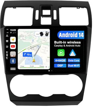 BXLIYER Android 14 IPS Autoradio für Subaru Forester/XV/WRX 2013-2018 - 4G+64G - Eingebaut DSP/Carplay/Android Auto - LED Kamera + MIC - 9 Zoll 2 Din - Lenkradsteuerung Dual Band WiFi DAB 360-CAM
