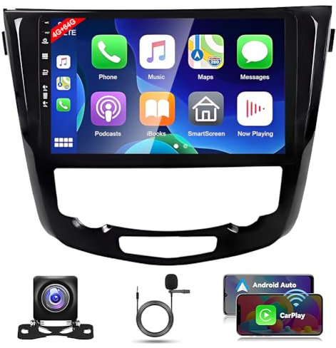4G+64G Android 14 Car Stereo For Nissan X-Trail T32 Qashqai J11 2013-2017 Double Din Car Radio 10 Inch Touchscreen with Wireless Carplay Android Auto GPS WiFi FM RDS Bluetooth Backup Camera