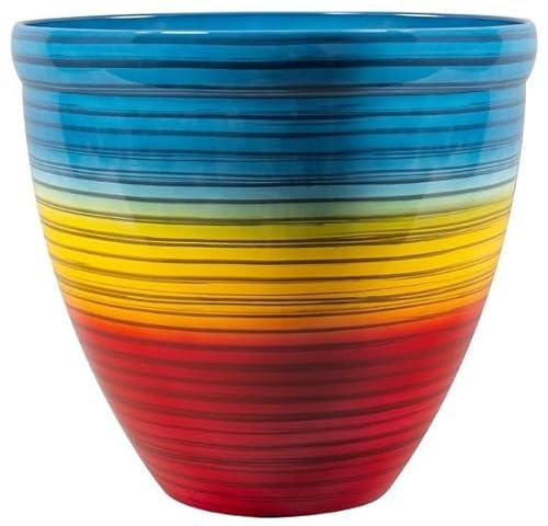Muddy Hands Decorative Colourful Rainbow Round Plastic Planter Outdoor Garden Flower Herb Tree Ornamental Plant Pot (5.5 Litre)