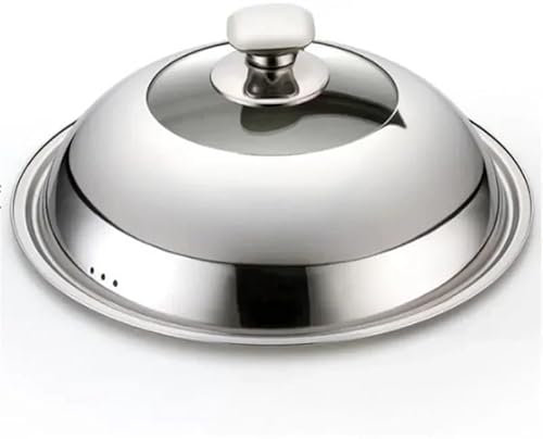 TUOYDJA Universal Pot lid,Lid for Pots Visible Cooking Wok Pan Lid Stainless Steel Universal Pan Cover Visible Replaced Lid for Frying Wok Pot Quality Dome Wok Cover(29cm)