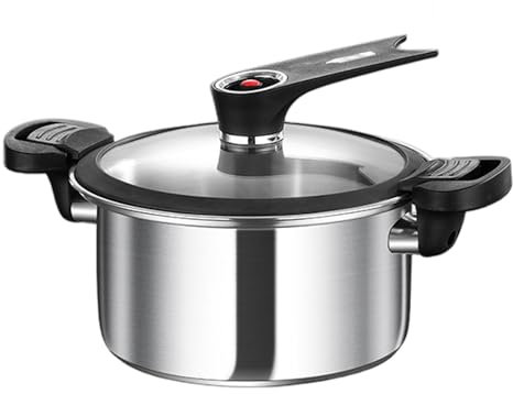 Pfjsseey Mikro-Schnellkochtopf 3.5L 5-Layer Edelstahl Kleiner Schnellkochtopf mit Deckel & Handle Quick Dekompression Nicht beschichtetes Eintopftopf für die Küche