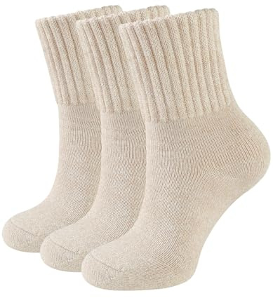 CLOSEMATE 3 Pares Calcetines Termicos Mujer Invierno sin Costuras Frio Extremo Calientes de Algodón Grueso Forro Grueso Marrón-Claro