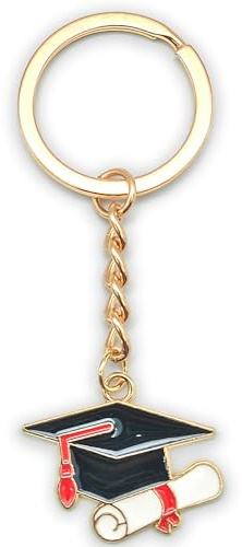 Zynara Doktorhut Schlüsselanhänger, Abschluss Geschenk Glücksbringer | Edelstahl-Glücksbringer zum Schulabschluss für Absolventen. Ideal als Geschenk, perfekt für Auto, Tasche Schlüsselanhänger