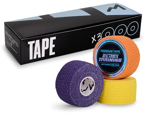 Elitex Premium Tape Extra Kleber, professionelles Sportband, Cross-Training, Gewichtheben, Powerlifting und Fitness, schweißresistent, Fingerschutz (gemischte Farbe, 3)
