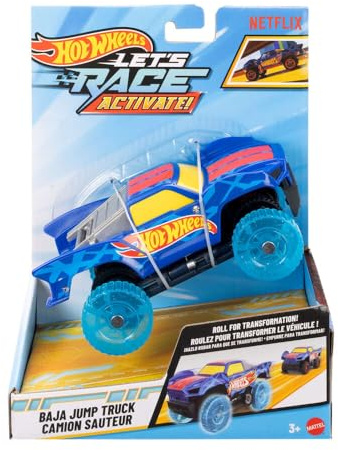 Hot Wheels Let's Race Activate! Baja Jump Truck - Räder aktivieren sich beim Rollen! Spielzeugauto im Maßstab 1:32