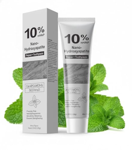 Hydroxyapatite Toothpaste UK,10% Nano Hydroxyapatite Toothpaste for Advanced Enamel Protection,New Upgraded Formula,Gentle Mint,Fresh Breath,Fluoride-Free,Strengthens Enamel for Sensitive Teeth(120G)