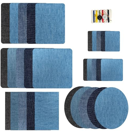 30 Stück Flicken Zum Aufbügeln Jeans Reparatur Set Mit Nähset, Patches zum | Bügelflicken Und Patches Zum Aufbügeln Für Jeans Innen, Bügelbilder Und Aufbügelflicken Für Textilien Und Kleidung Reparatur.