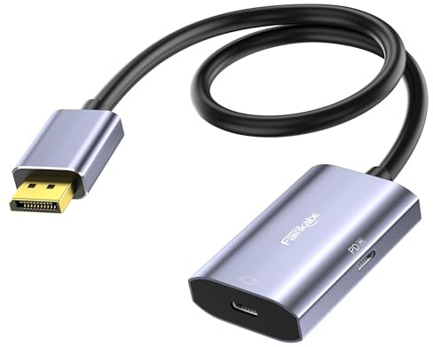 DisplayPort-auf-USB-C-Adapter (8K@30Hz, 4K@144Hz) mit 65W-PD-Ladefunktion – DP 1.4-auf-USB-C-Monitor-Konverter, Plug & Play für PC, Laptop, GPU und tragbare USB-C-Monitore (DP-Alt-Mode erforderlich)