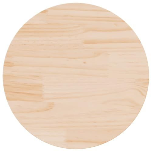 Tmriohed Tischplatte rund 50 cm Kiefer massiv 3 cm Stärke unbehandeltes Holz rustikal dekorative Schreibtischplatte Esstischplatte für Küche Balkon Home Office