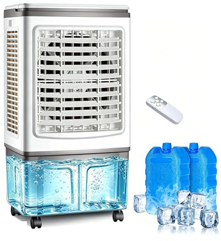 Climatiseur Mobile Sans Évacuation 30LClimatiseur Mobile Silencieux avec 3 Vitesses 3 Modes 35dB Réservoir d'eau Amovible Télécommande Ventilateur Refroidisseur d'air Climatisation pour Chambre