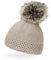 Neverless® gefütterterte Damen Strickmütze mit Fell-Bommel, Kunstfell, Winter-Mütze, Bommelmütze, hell-beige Unisize