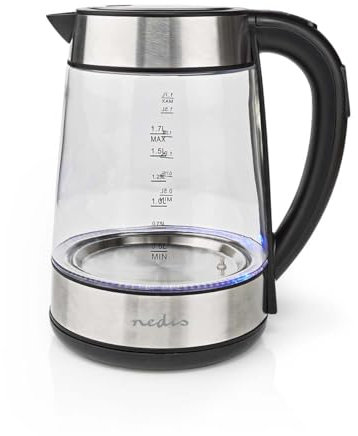 Wasserkocher - 1.7 l - Glas - Transparent - 60,70,80,90,100 °C - Temperaturanzeige - Um 360 Grad drehbar - Verdecktes Heizelement - Strix Controller - Boil-dry protection