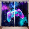 Tbrand Jungen Gamepad Fenstervorhang Videospiel Vorhänge für Kinder Modern Gamer Controller Blickdichte Vorhänge 137x117cm Galaxis Geometrisch Drucken Dekor Dekorativ