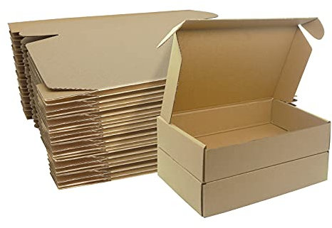 Klein Versandkartons, 230x160x50mm Maxibriefkartons für Postversand, Versandtaschen Warensendung, Braune Verpackungskartons für Geschäft, Aufbewahrung oder Geschenkbox, aus Wellpappe(10 Stück)