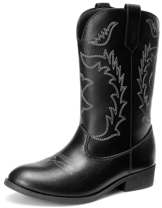 DREAM PAIRS Stivali da Cowboy per Ragazze,Nero,32